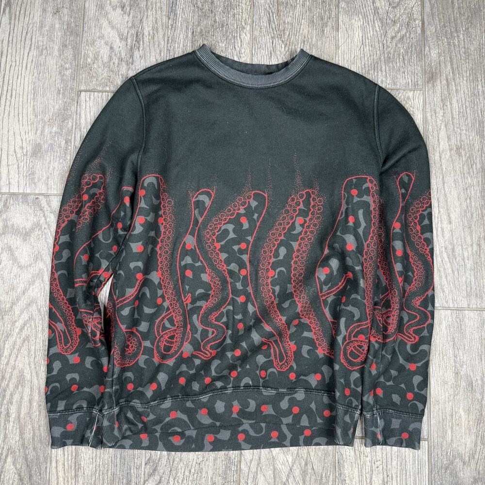 OCTOPUS Brand Crewneck Blurred Vision Long Sleeve Mens Size Medium Made In Italy